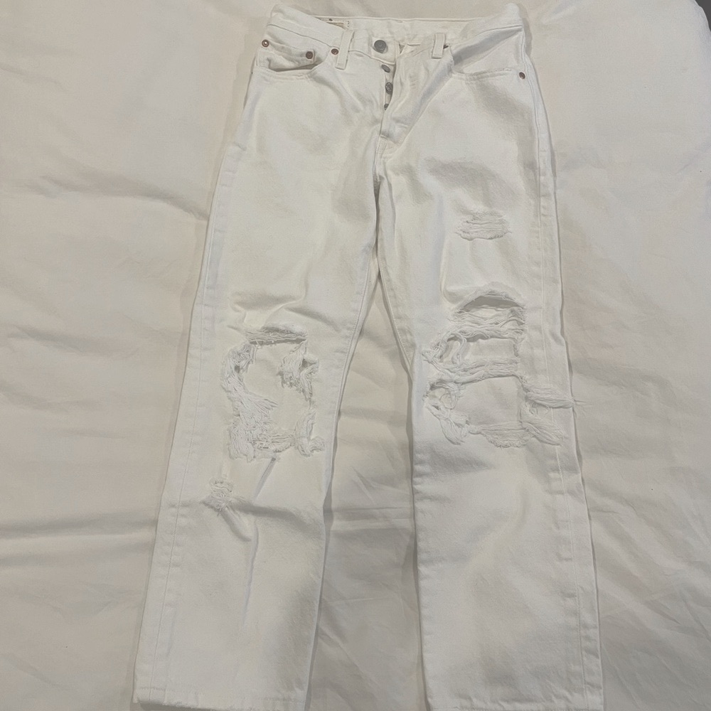 Levi’s 501 White Distressed Jeans